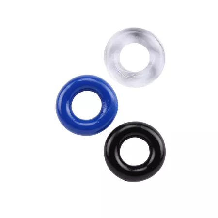 CHISA NOVELTIES péniszgyűrű szett Donut Rings-Assorted 3 Pack - 3 különböző színben, vízálló, vibráció nélküli