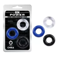 CHISA NOVELTIES péniszgyűrű szett Donut Rings-Assorted 3 Pack - 3 különböző színben, vízálló, vibráció nélküli