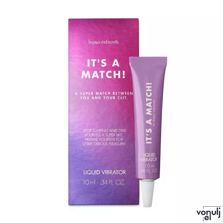 BIJOUX INDISCRETS stimuláló balzsam It's A Match! Liquid Vibrator 10 ml - csiklóstimuláló, acmella virággal és aloe verával, melegítő hatással