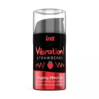 INTT stimuláló gél Vibration Strawberry Airless Bottle 15 ml - csiklóstimuláló, orális szexhez is, eper ízű, melegítő és bizsergető hatással