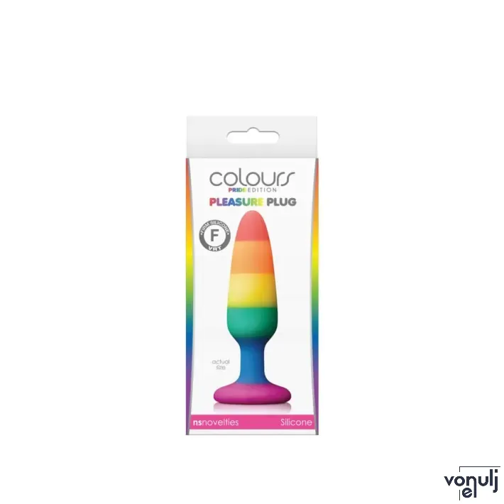 NS NOVELTIES fenékdugó Colours Pride Edition Pleasure Plug Small Rainbow - szivárvány színben, S-méretben, letapasztható, vízálló