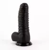 X-MEN nonfiguratív dildó David's 11.9" Cock Black - fekete színben, extra stimuláló felszínnel, letapasztható, vízálló, PVC, 27 cm
