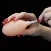 LOVETOY élethű dildó 8" EJACULATION COCK - közepes méretű, herékkel, ejakuláló, letapasztható, TPE/TPR (20 cm)