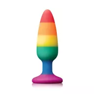 NS NOVELTIES fenékdugó Colours Pride Edition Pleasure Plug Medium Rainbow - szivárvány színben, M-méretben, letapasztható, vízálló, szilikon (13 cm)