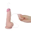 LOVETOY élethű dildó 8" EJACULATION COCK - közepes méretű, herékkel, ejakuláló, letapasztható, TPE/TPR (20 cm)