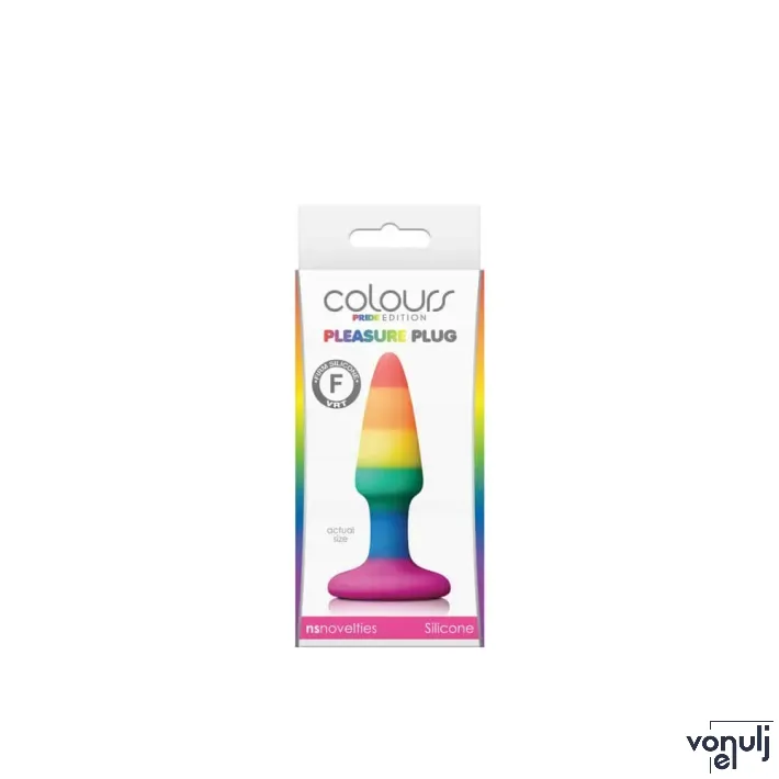 NS NOVELTIES fenékdugó Colours Pride Edition Pleasure Plug Mini Rainbow - szivárvány színben, mini méretben, letapasztható, vízálló, szilikon (8.9 cm)