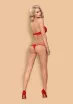 OBSESSIVE csipkés melltartó és tanga 838-SET-3 - piros színben, L/XL méretben