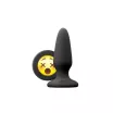 NS NOVELTIES fenékdugó Moji's WTF Medium Black - fekete színben, emojival díszitve, letapasztható, vízálló, szilikon (10,5 cm)