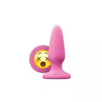 NS NOVELTIES fenékdugó Moji's WTF Medium Pink - rózsaszín színben, emojival díszitve, letapasztható, vízálló, szilikon (10,5 cm)