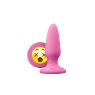 NS NOVELTIES fenékdugó Moji's WTF Medium Pink - rózsaszín színben, emojival díszitve, letapasztható, vízálló, szilikon (10,5 cm)