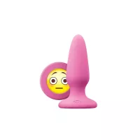 NS NOVELTIES fenékdugó Moji's OMG Medium Pink - rózsaszín színben, emojival díszitve, letapasztható, vízálló, szilikon (10,5 cm)