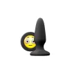 NS NOVELTIES fenékdugó Moji's OMG Medium Black - fekete színben, emojival díszitve, letapasztható, vízálló, szilikon (10,5 cm)