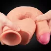 LOVETOY élethű dildó 11" NATURE COCK PLATINUM - nagy méretű, teljes méretű herékkel, kétrétegű, letapasztható, szilikon (28 cm)