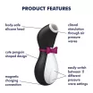 SATISFYER léghullámos csiklóizgató Penguin - fekete-fehér színben, vízálló, akkumulátoros