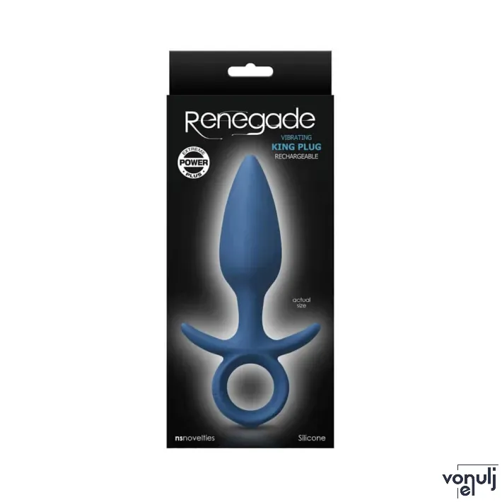 RENEGADE fenékdugó King Medium Blue - kék színben, M-méretben, vízálló, szilikon (14.5cm)