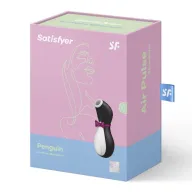 SATISFYER léghullámos csiklóizgató Penguin - fekete-fehér színben, vízálló, akkumulátoros