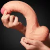 LOVETOY élethű dildó 11" NATURE COCK PLATINUM - nagy méretű, teljes méretű herékkel, kétrétegű, letapasztható, szilikon (28 cm)