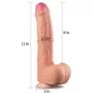 LOVETOY élethű dildó 11" NATURE COCK PLATINUM - nagy méretű, teljes méretű herékkel, kétrétegű, letapasztható, szilikon (28 cm)