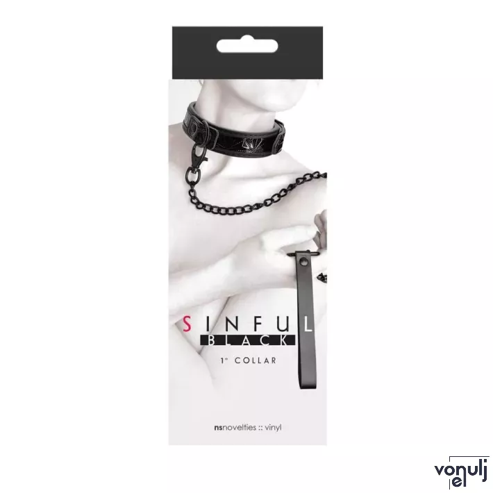 NS NOVELTIES nyakpánt és póráz Sinful 1'' Collar Black - fekete színben, fetish játék kelléke