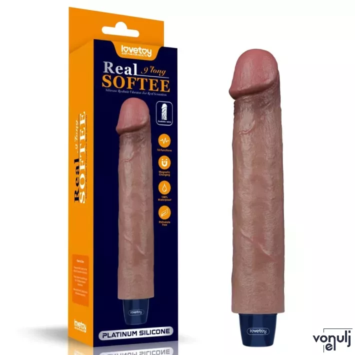 LOVETOY élethű vibrátor 9" Real Softee Rechargeable Silicone - realisztikus, vízálló, akkumulátoros, szilikon (22,8 cm)