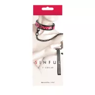 NS NOVELTIES nyakpánt és póráz Sinful 1'' Collar Pink - rózsaszín színben, fetish játék kelléke