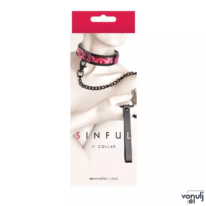 NS NOVELTIES nyakpánt és póráz Sinful 1'' Collar Pink - rózsaszín színben, fetish játék kelléke