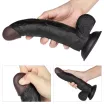 LOVETOY felcsatolható dildó Easy Strapon Set 7.5'' Black - realisztikus, fekete színben, herékkel, állítható hevederrel, 19 cm dildóval