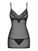OBSESSIVE szexi babydoll és tanga 852-CHE-1 - fekete színben, S/M méretben