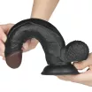 LOVETOY felcsatolható dildó Easy Strapon Set 7.5'' Black - realisztikus, fekete színben, herékkel, állítható hevederrel, 19 cm dildóval