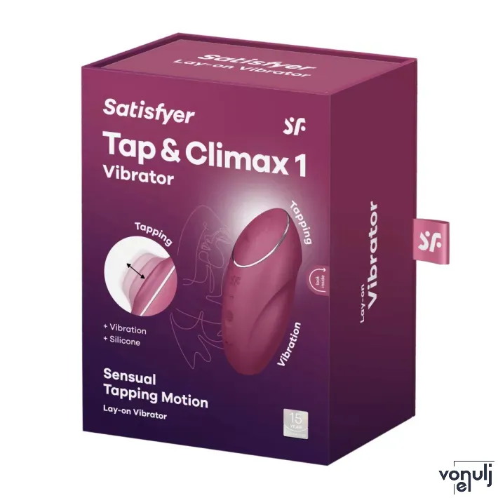 Rezgő csiklóizgató Satisfyer Tap & Climax 1 red - akkumulátoros,vízálló