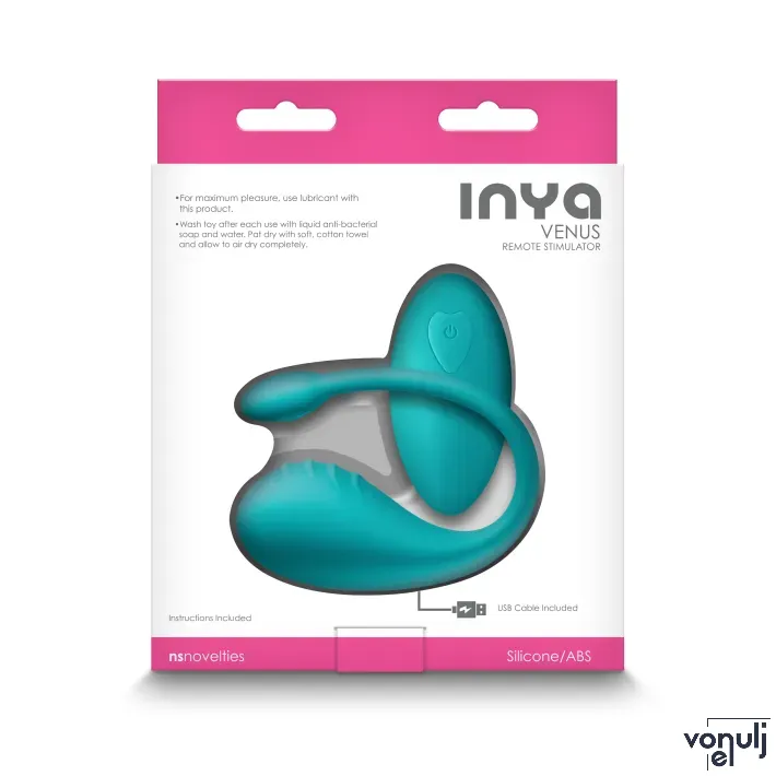 INYA vibrációs tojás Venus Teal - türkiz színben, g-pontos, távirányítóval, vízálló, akkumulátoros