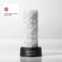 TENGA maszturbátor 3D Module - vízálló, fehér színben, különleges négyzetekkel díszített megjelenéssel