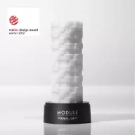 TENGA maszturbátor 3D Module - vízálló, fehér színben, különleges négyzetekkel díszített megjelenéssel