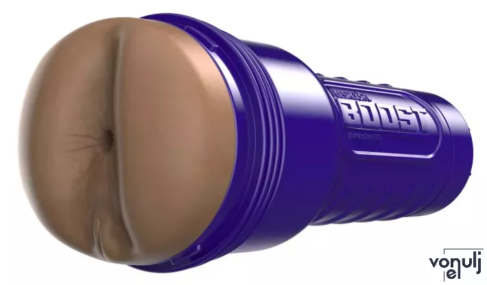 FLESHLIGHT maszturbátor Boost Blast Medium Dark - realisztikus, ánusz formájú, sötét testszínű, vízálló, vibráció nélküli
