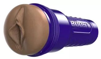 FLESHLIGHT maszturbátor Boost Bang Medium Dark - realisztikus, vagina formájú, sötét testszínű, vízálló, vibráció nélküli
