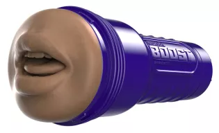 FLESHLIGHT maszturbátor Boost Blow Medium Dark - realisztikus, száj formájú, sötét testszínű, vízálló, vibráció nélküli