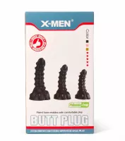 X-MEN fenékdugó Monster Plug 3 S - fekete színben, letapasztható, S-méretben, PVC, 21 cm