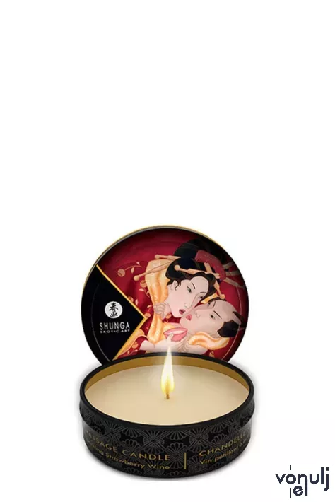 SHUNGA masszázsgyertya Mini Massage Candle 30ml/1oz Romance Strawberry Spark - eper illattal