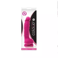 NS NOVELTIES  élethű dildó 5" COLOURS DUAL DENSITY - kis méretű, kétrétegű, herékkel, letapasztható, pink, szilikon (13 cm)
