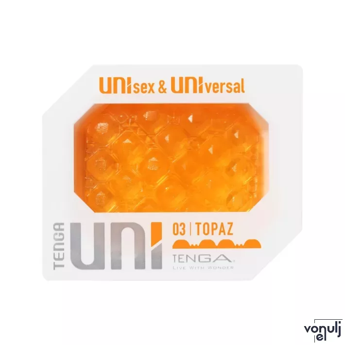TENGA maszturbátor Uni Topaz - narancssárga színben, gömbös stimuláló felszínnel, vízálló