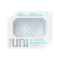 TENGA maszturbátor Uni Diamond - áttetsző fehér színben, gyémánt alakú stimuláló felszínnel, vízálló
