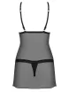 OBSESSIVE szexi babydoll és tanga 865-CHE-1 - fekete színben, S/M méretben