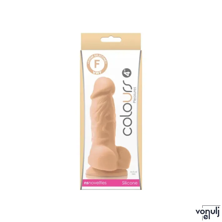 NS NOVELTIES élethű dildó 4" COLOURS PLEASURES - kis méretű, herékkel, letapasztható, fehér, szilikon (10 cm)