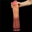 LOVETOY élethű dildó 12" NATURE COCK PLATINUM - nagy méretű, herék nélkül, kétrétegű, letapasztható, szilikon (30 cm)