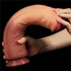LOVETOY élethű dildó 12" NATURE COCK PLATINUM - nagy méretű, herék nélkül, kétrétegű, letapasztható, szilikon (30 cm)