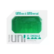 TENGA maszturbátor Uni Emerald - zöld színben, hasábos stimuláló felszínnel, vízálló