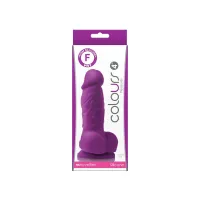 NS NOVELTIES élethű dildó 4" COLOURS PLEASURES - kis méretű, herékkel, letapasztható, lila, szilikon (10 cm)