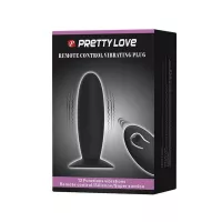 PRETTY LOVE fenékdugó Remote Control Vibrating Plug - fekete színben, vibrátoros, letapasztható, távirányítóval, akkumulátoros