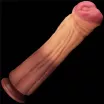 LOVETOY élethű dildó 12" NATURE COCK PLATINUM - nagy méretű, herék nélkül, kétrétegű, letapasztható, szilikon (30 cm)