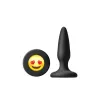 NS NOVELTIES fenékdugó Moji's ILY Black - fekete színben, emojival díszitve, letapasztható, vízálló, szilikon (8,5 cm)